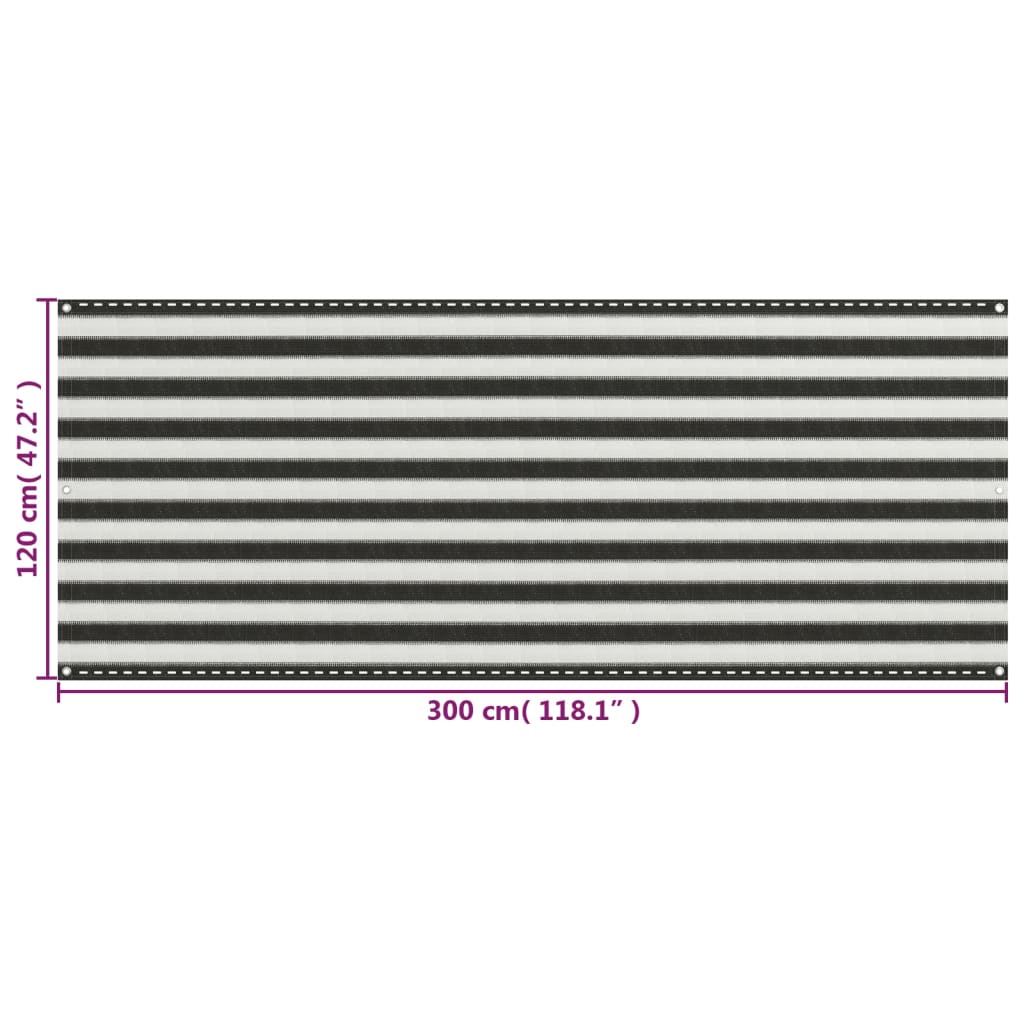 altanafskærmning HDPE 120x300 cm antracitgrå og hvid