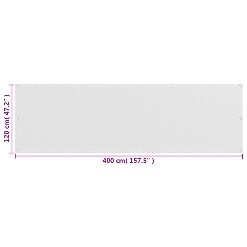 altanafskærmning 120x400 cm HDPE hvid