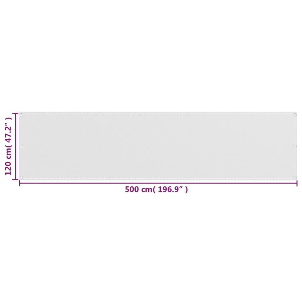 altanafskærmning 120x500 cm HDPE hvid