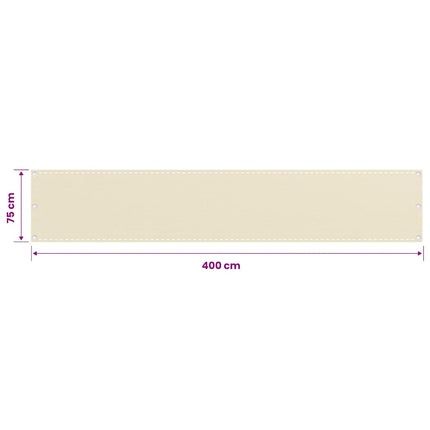altanafskærmning 75x400 cm HDPE cremefarvet