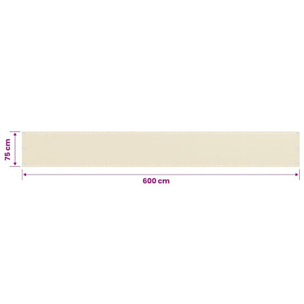 altanafskærmning 75x600 cm HDPE cremefarvet
