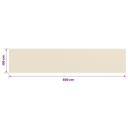 altanafskærmning 120x600 cm HDPE cremefarvet