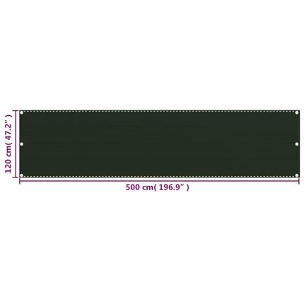 altanafskærmning 120x500 cm HDPE mørkegrøn