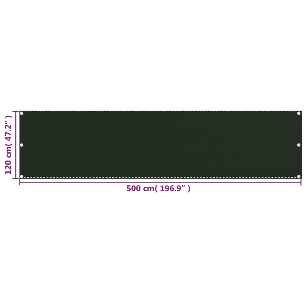 altanafskærmning 120x500 cm HDPE mørkegrøn
