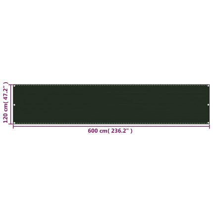 altanafskærmning 120x600 cm HDPE mørkegrøn