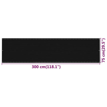 altanafskærmning 75x300 cm HDPE sort