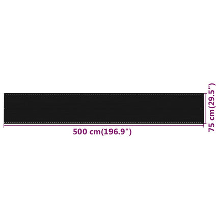 altanafskærmning 75x500 cm HDPE sort