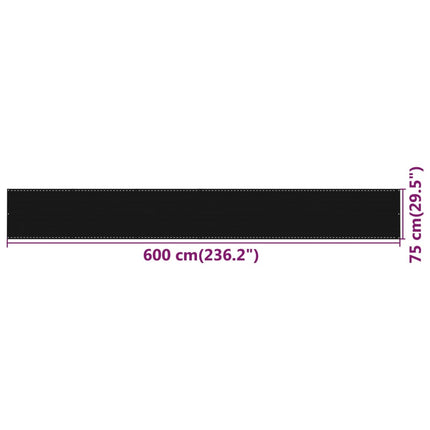 altanafskærmning 75x600 cm HDPE sort