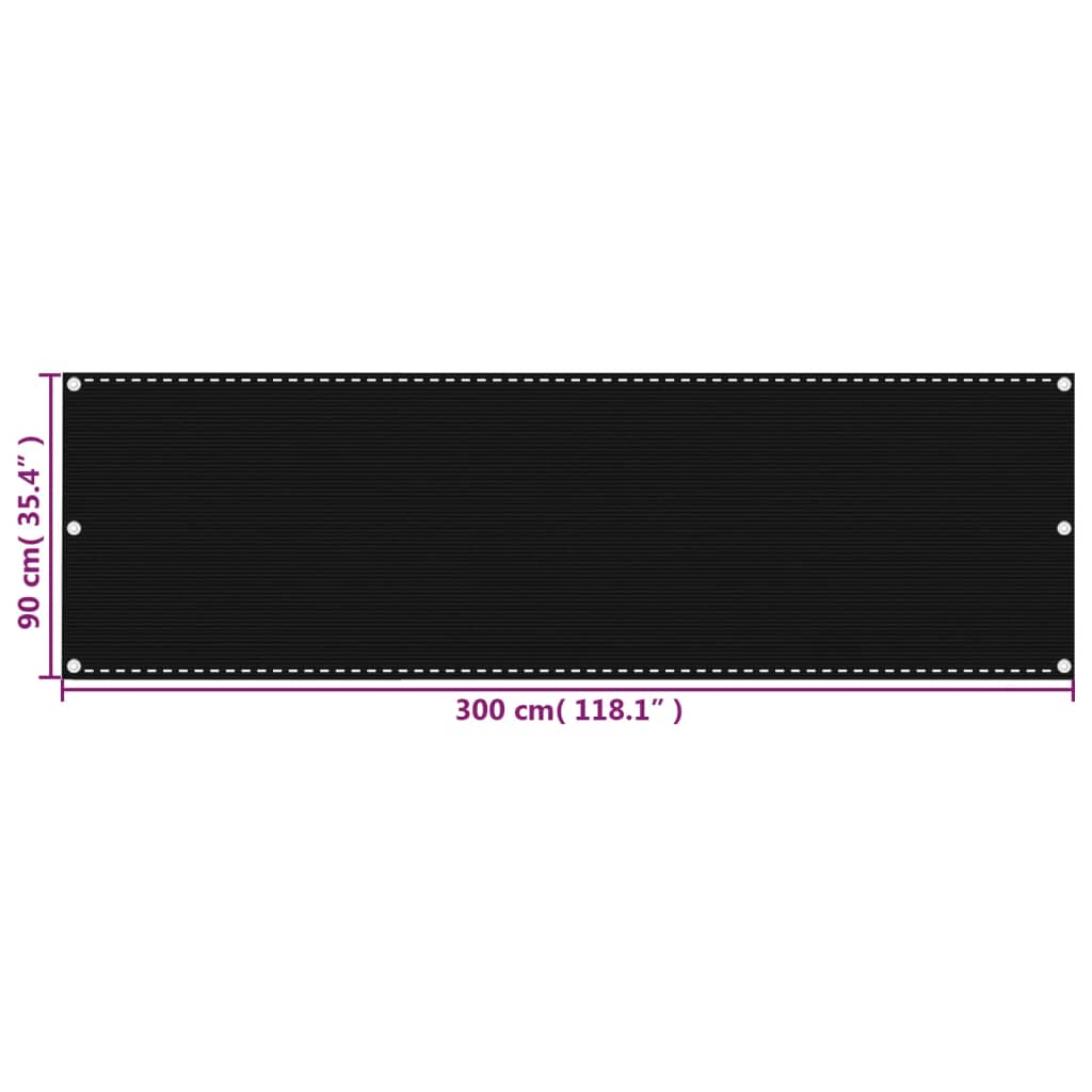 altanafskærmning 90x300 cm HDPE sort