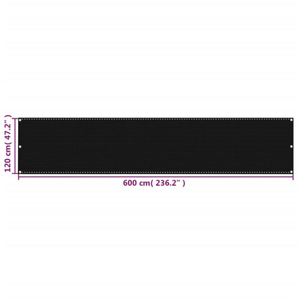 altanafskærmning 120x600 cm HDPE sort