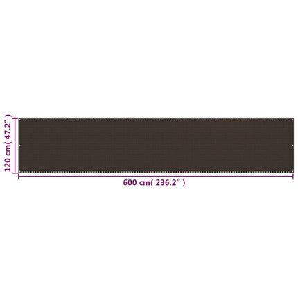 altanafskærmning 120x600 cm HDPE brun