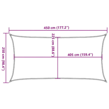 solsejl 2,5x4,5 m 160 g/m² HDPE antracitgrå