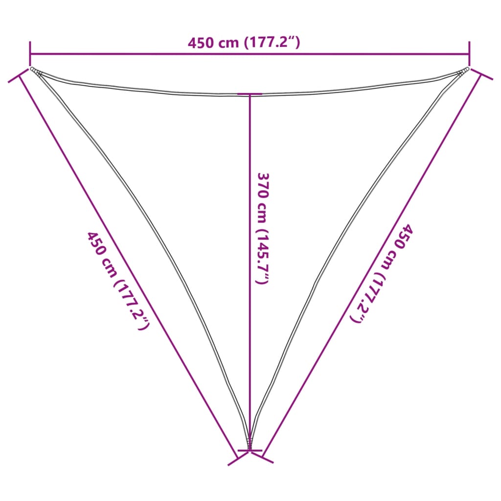 solsejl 160 g/m² 4,5x4,5x4,5 m HDPE antracitgrå