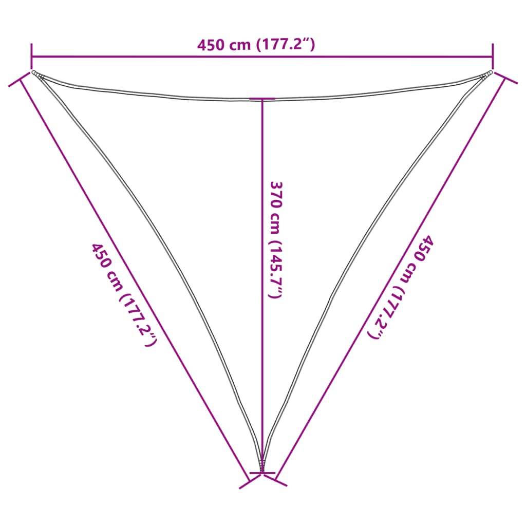 solsejl 4,5x4,5x4,5 m 160 g/m² HDPE beige