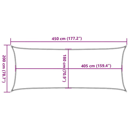 solsejl 2x4,5 m 160 g/m² HDPE cremefarvet
