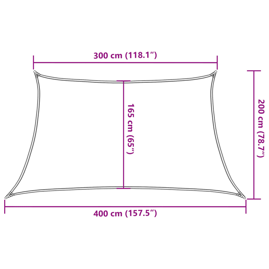 solsejl 160 g/m² 3/4x2 m HDPE cremefarvet