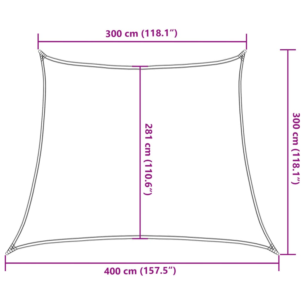 solsejl 160 g/m² 3/4x3 m HDPE cremefarvet