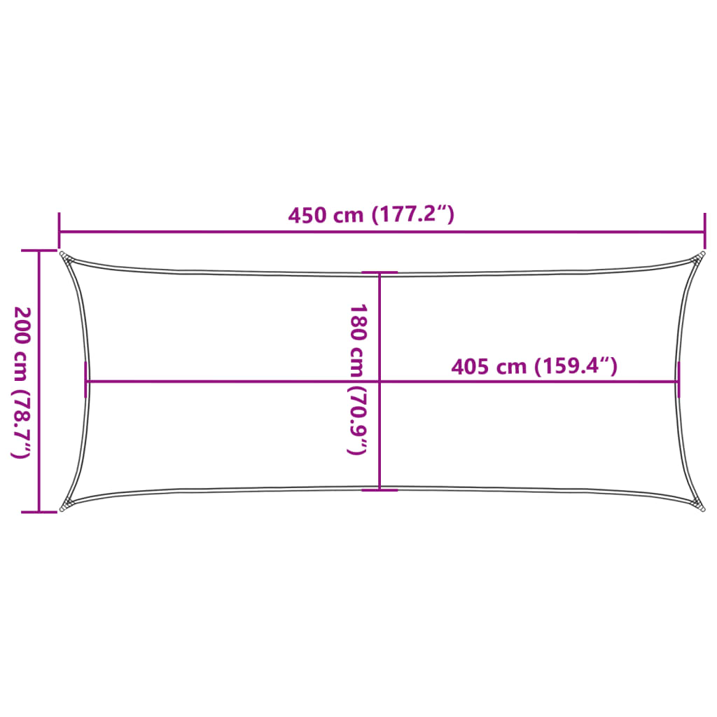 solsejl 160 g/m² 2x4,5 m HDPE hvid