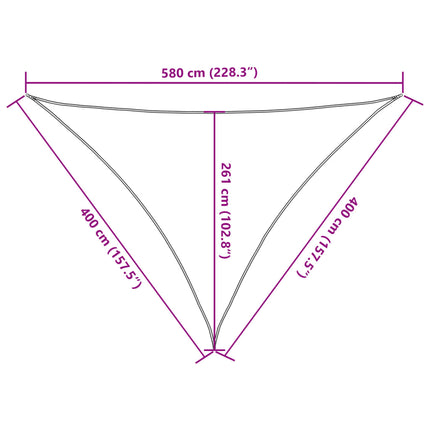 solsejl 4x4x5,8 m 160 g/m² HDPE hvid