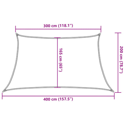 solsejl 160 g/m² 3/4x2 m HDPE hvid