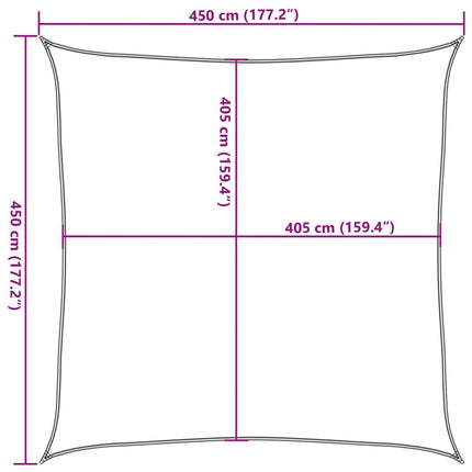solsejl 4,5x4,5 m 160 g/m² HDPE lysegrøn