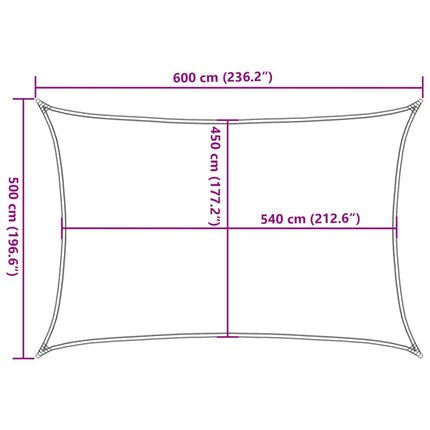 solsejl 5x6 m 160 g/m² HDPE lysegrøn