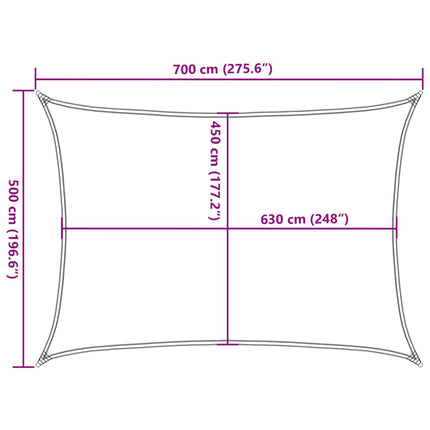 solsejl 5x7 m 160 g/m² HDPE lysegrøn