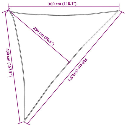 solsejl 3x4x5 m 160 g/m² HDPE lysegrøn