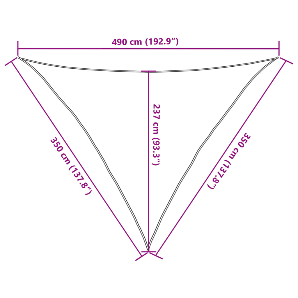 solsejl 3,5x3,5x4,9 m 160 g/m² HDPE lysegrøn