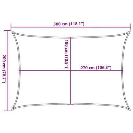 solsejl 2x3 m 160 g/m² HDPE terrakotta