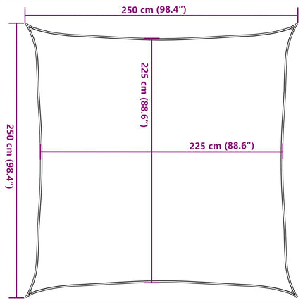 solsejl 2,5x2,5 m 160 g/m² HDPE gråbrun