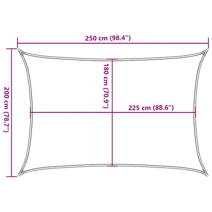 solsejl 2x2,5 m 160 g/m² HDPE gråbrun