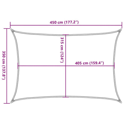 solsejl 3,5x4,5 m 160 g/m² HDPE mørkegrøn