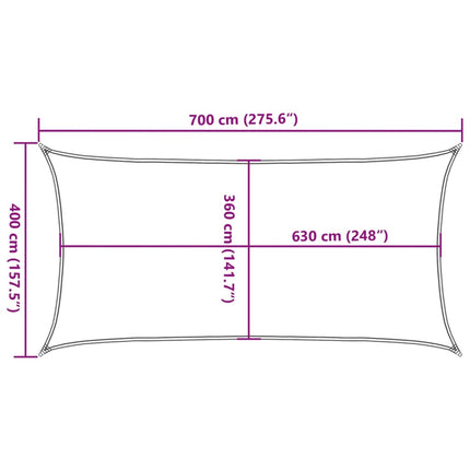 solsejl 4x7 m 160 g/m² HDPE mørkegrøn