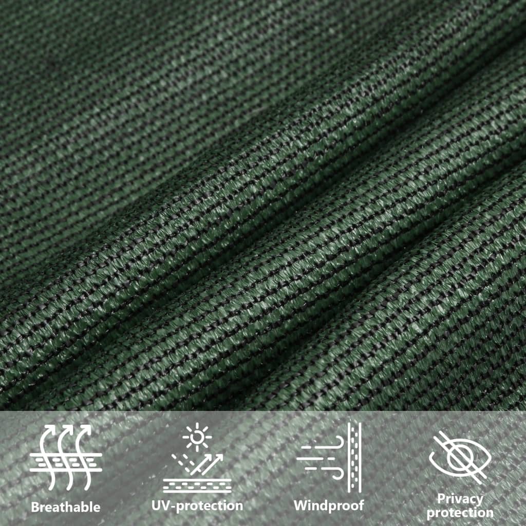 solsejl 3,5x3,5x4,9 m 160 g/m² HDPE mørkegrøn