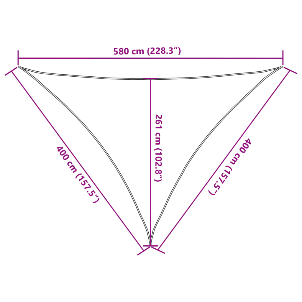 solsejl 4x4x5,8 m 160 g/m² HDPE mørkegrøn