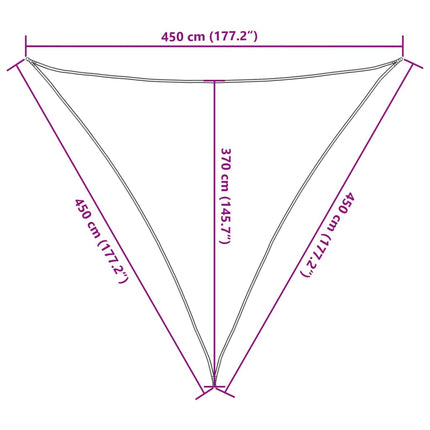 solsejl 4,5x4,5x4,5 m 160 g/m² HDPE mørkegrøn