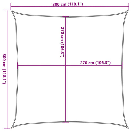 solsejl 3x3 m 160 g/m² firkantet HDPE blå