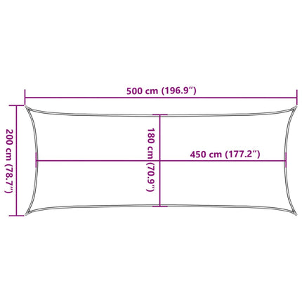 solsejl 2x5 m 160 g/m² HDPE blå