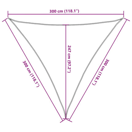 solsejl 3x3x3 m 160 g/m² HDPE blå