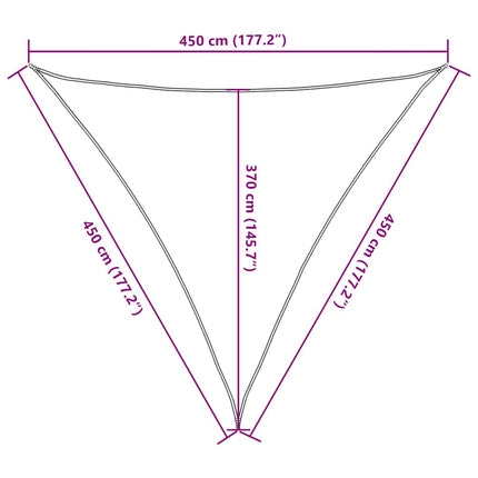 solsejl 4,5x4,5x4,5 m 160 g/m² trekantet HDPE blå