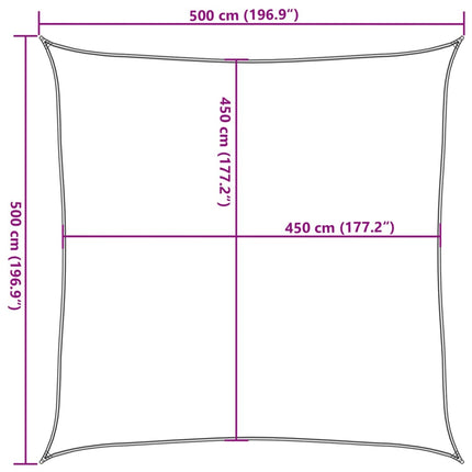 solsejl 5x5 m 160 g/m² firkantet HDPE gul