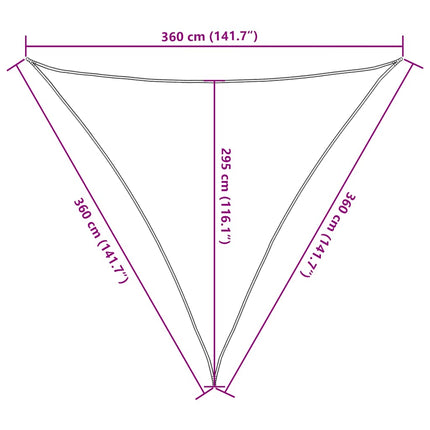 solsejl 160 g/m² 3,6x3,6x3,6 m HDPE gul