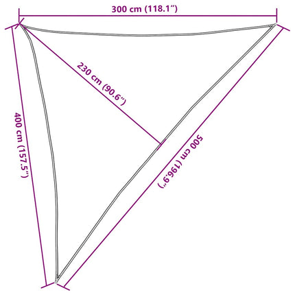 solsejl 3x4x5 m 160 g/m² HDPE gul