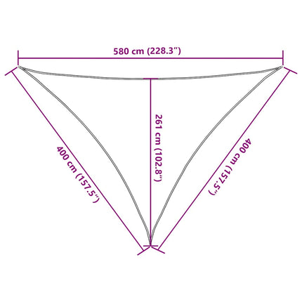 solsejl 4x4x5,8 m 160 g/m² HDPE gul