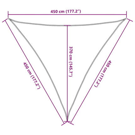 solsejl 4,5x4,5x4,5 m 160 g/m² trekantet HDPE gul
