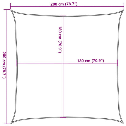 solsejl 2x2 m 160 g/m² HDPE rød