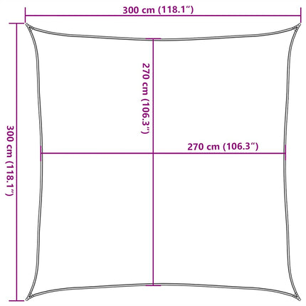 solsejl 3x3 m 160 g/m² HDPE rød
