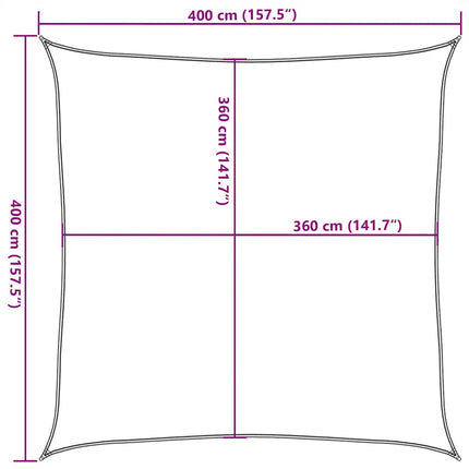 solsejl 4x4 m 160 g/m² HDPE rød