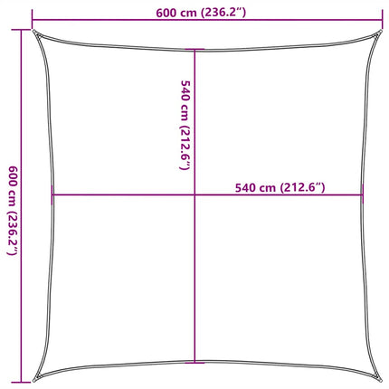 solsejl 6x6 m 160 g/m² HDPE rød